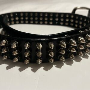 Black Leather Studded Belt Sz 42